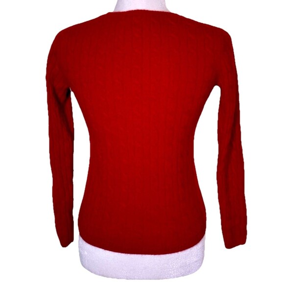 Peck &Peck Women's 100% Cashmere Red Cable Knit Sweater Quiet Luxury Timeless Sm - Picture 3 of 8